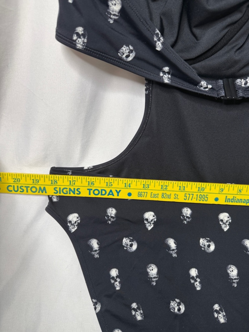 Killstar Black Halter Cutout One-Piece Swimsuit with White Skull Print - Picture 6 of 8